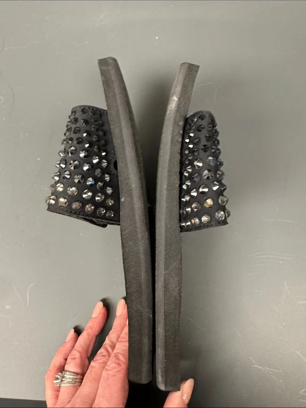 MICHAEL Michael Kors Black Crystal-Embellished Slide Sandals